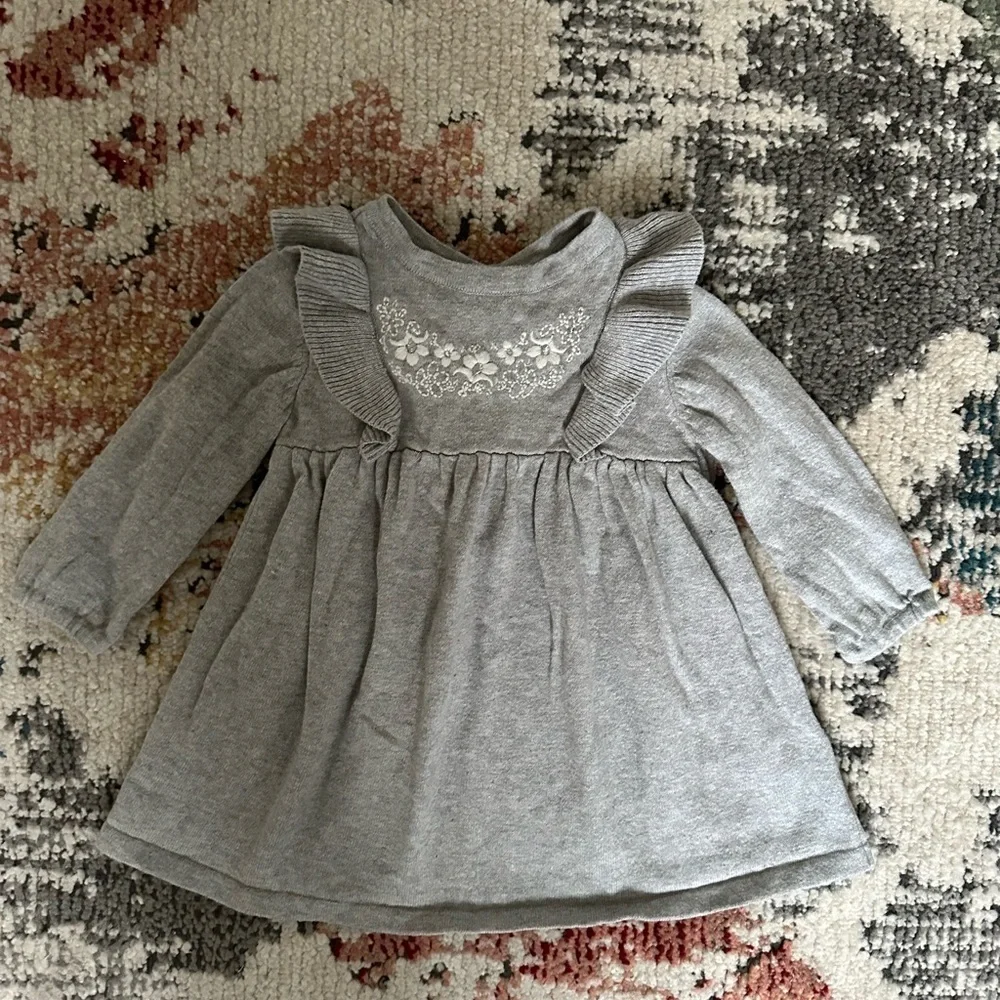 Baby Girl Embroidered Floral Knit Sweater Dress 6 Months Carter’s